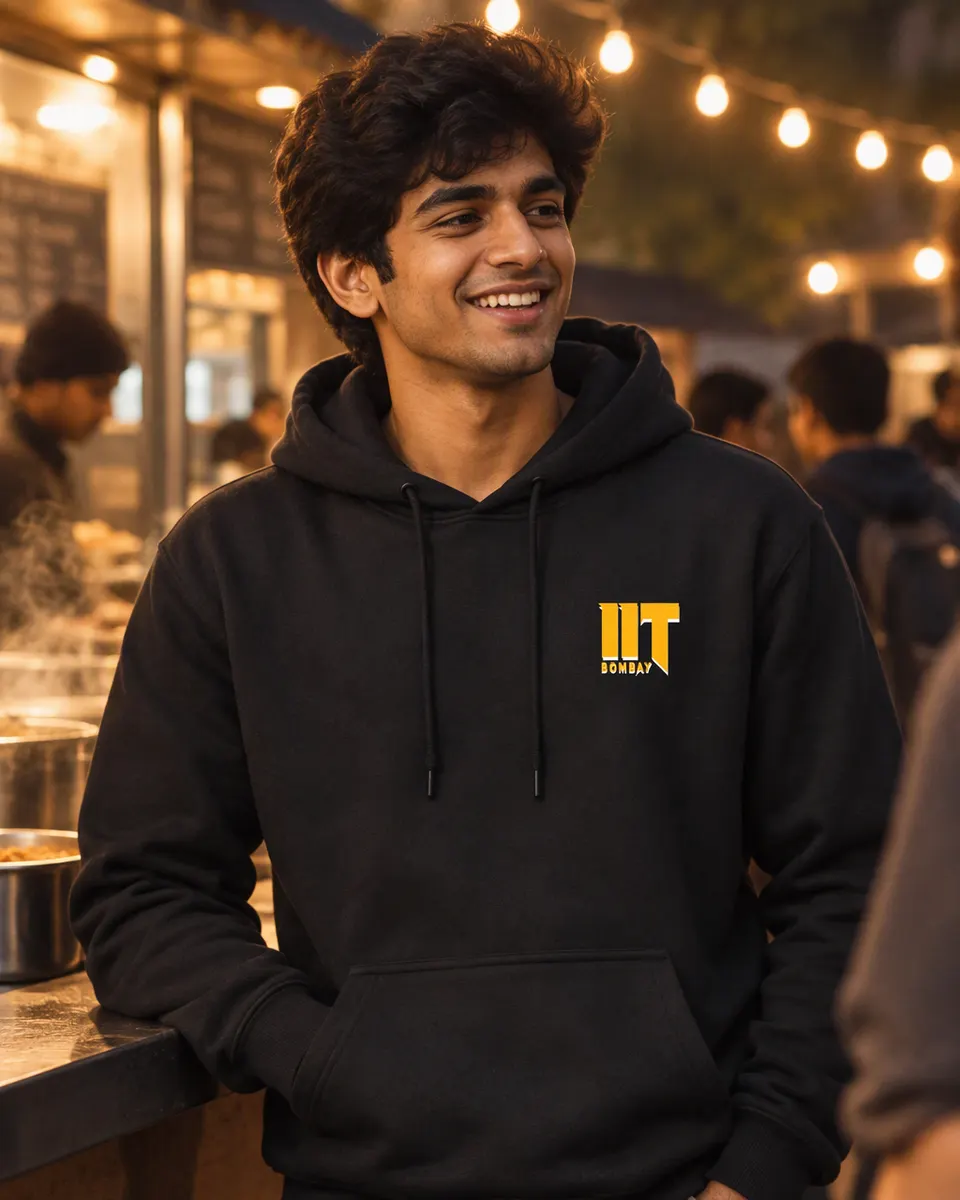 Legacy Midnight Hoodie, worn on campus